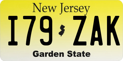 NJ license plate I79ZAK
