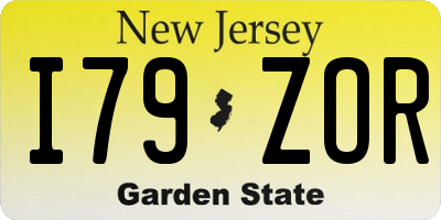 NJ license plate I79ZOR