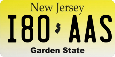 NJ license plate I80AAS