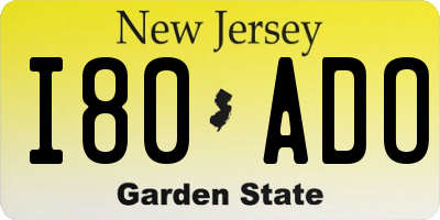 NJ license plate I80ADO