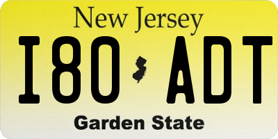 NJ license plate I80ADT