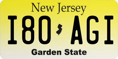 NJ license plate I80AGI