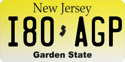 NJ license plate I80AGP