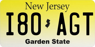 NJ license plate I80AGT