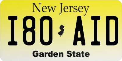 NJ license plate I80AID