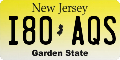 NJ license plate I80AQS
