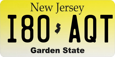 NJ license plate I80AQT