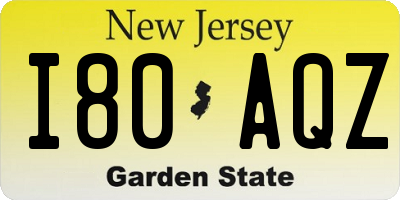 NJ license plate I80AQZ