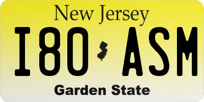 NJ license plate I80ASM