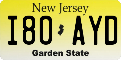 NJ license plate I80AYD