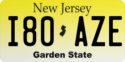 NJ license plate I80AZE