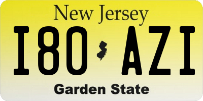 NJ license plate I80AZI