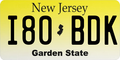 NJ license plate I80BDK