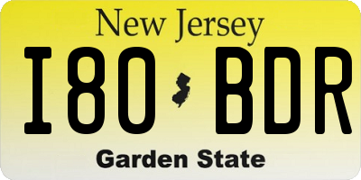 NJ license plate I80BDR