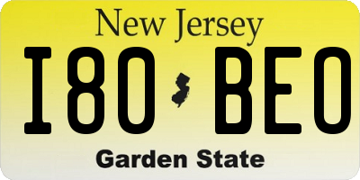 NJ license plate I80BEO