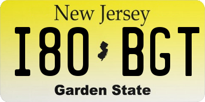 NJ license plate I80BGT