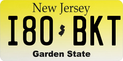 NJ license plate I80BKT