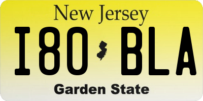 NJ license plate I80BLA