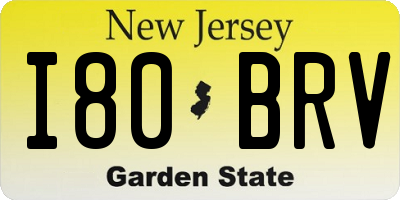 NJ license plate I80BRV
