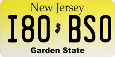 NJ license plate I80BSO