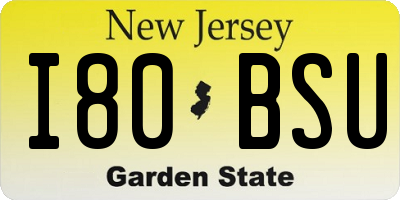NJ license plate I80BSU
