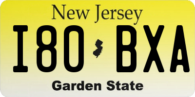 NJ license plate I80BXA
