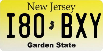NJ license plate I80BXY