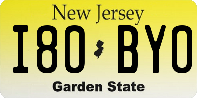 NJ license plate I80BYO