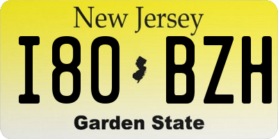 NJ license plate I80BZH