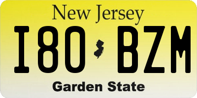 NJ license plate I80BZM