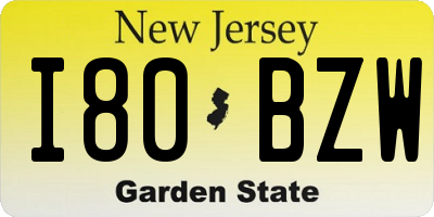 NJ license plate I80BZW