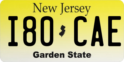 NJ license plate I80CAE
