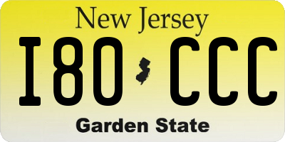 NJ license plate I80CCC