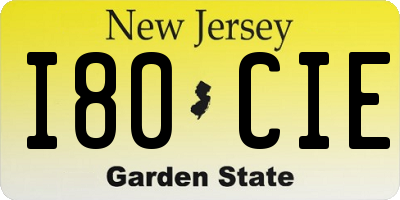 NJ license plate I80CIE
