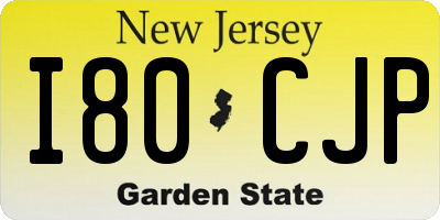 NJ license plate I80CJP