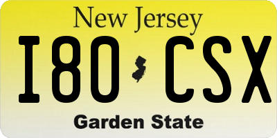 NJ license plate I80CSX