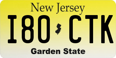 NJ license plate I80CTK