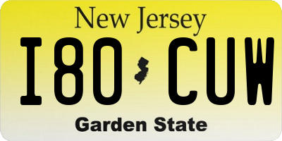 NJ license plate I80CUW