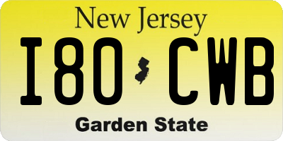 NJ license plate I80CWB
