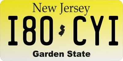 NJ license plate I80CYI