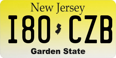 NJ license plate I80CZB