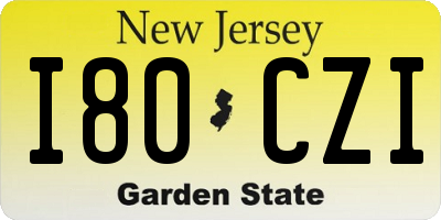 NJ license plate I80CZI