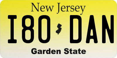 NJ license plate I80DAN