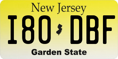 NJ license plate I80DBF