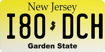 NJ license plate I80DCH