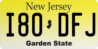NJ license plate I80DFJ