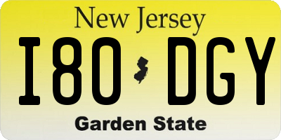 NJ license plate I80DGY