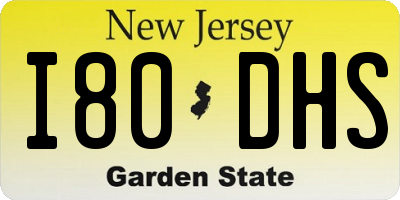 NJ license plate I80DHS