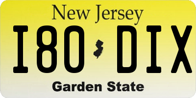NJ license plate I80DIX