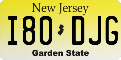 NJ license plate I80DJG